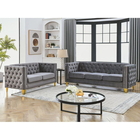 3-seater + 2-seater Combination sofa.GREY VELVET