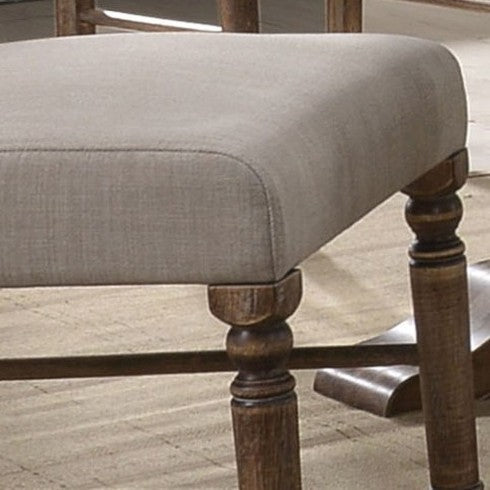 Leventis Side Chair (Set-2) in Cream Linen & Weathered Oak