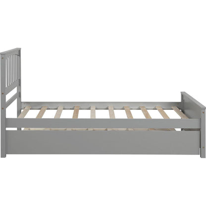 Twin size Platform Bed with Trundle, Gray