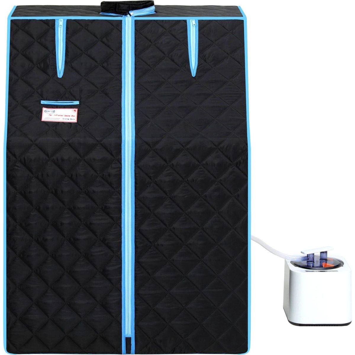 Portable Half body Black Steam Sauna Tent for Personal Relaxation, Detox and Therapy at home.PVC Pipe Connector Easy to Install.Fast heating with FCC Certification