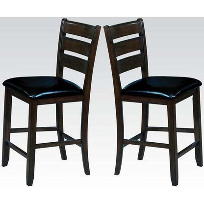 Urbana Counter Height Chair (Set-2) in Black PU & Espresso