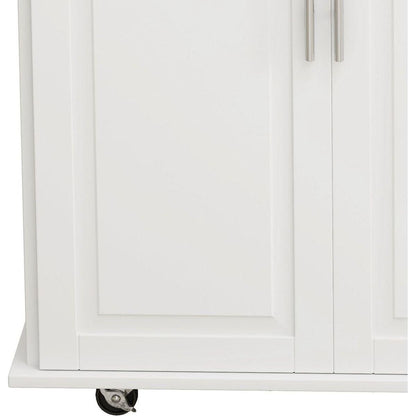 Kitchen Island Cart with 2 Door Cabinet and Three Drawers, 43.31 Inch Width with Spice Rack, Towel Rack (White)