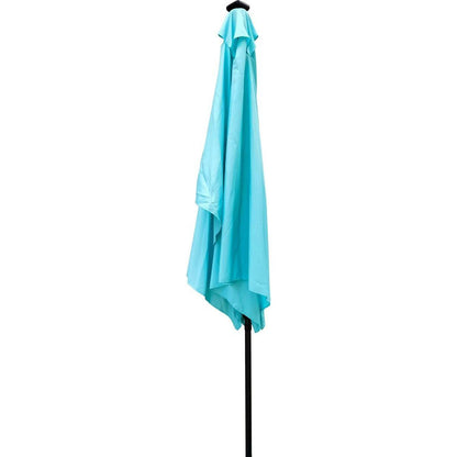 10 x 6.5t Rectangular Patio Solar LED Lighted Outdoor Umbrellas with Crank and Push Button Tilt for Garden Backyard Pool Swimming Pool