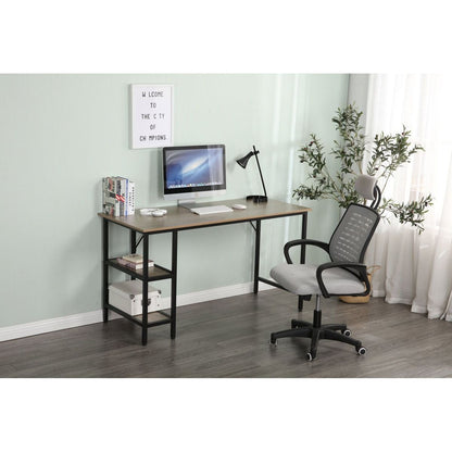 55-inch oversized light gray wood grain, best-selling home office computer desk, study writing desk with two-layer bookshelf