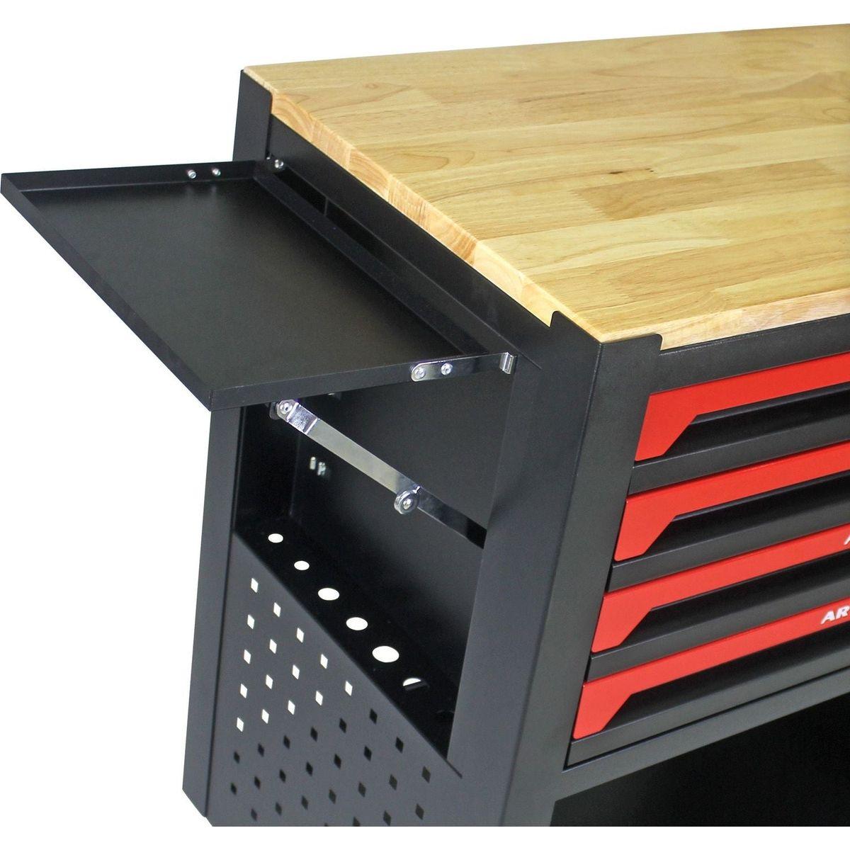 4 DRAWERS MULTIFUNCTIONAL TOOL CART WITH TOOL SET AND WOODEN TOP