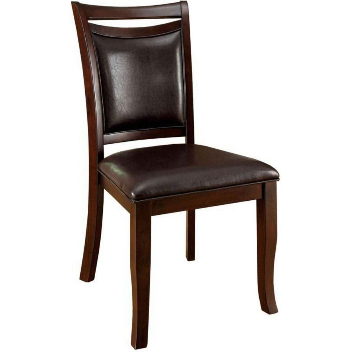 Transitional Dining Room Side Chairs Set of 2 Chairs only Dark Cherry / Espresso Padded Leatherette Seat