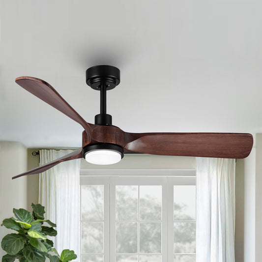 52 in. Integrated LED Indoor Brown Wood Ceiling Fan with Light Kit and Remote Control