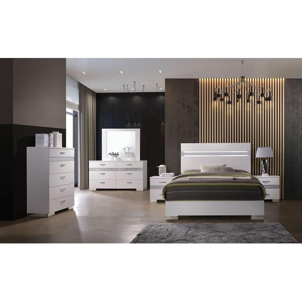 Naima II Nightstand in White High Gloss