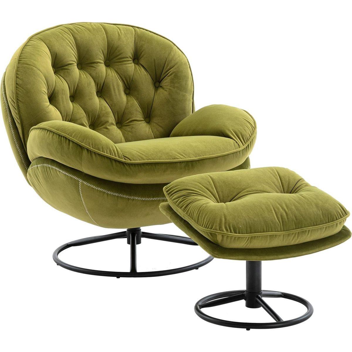 Accent chair TV Chair Living room Chair with Ottoman-FRUIT GREEN