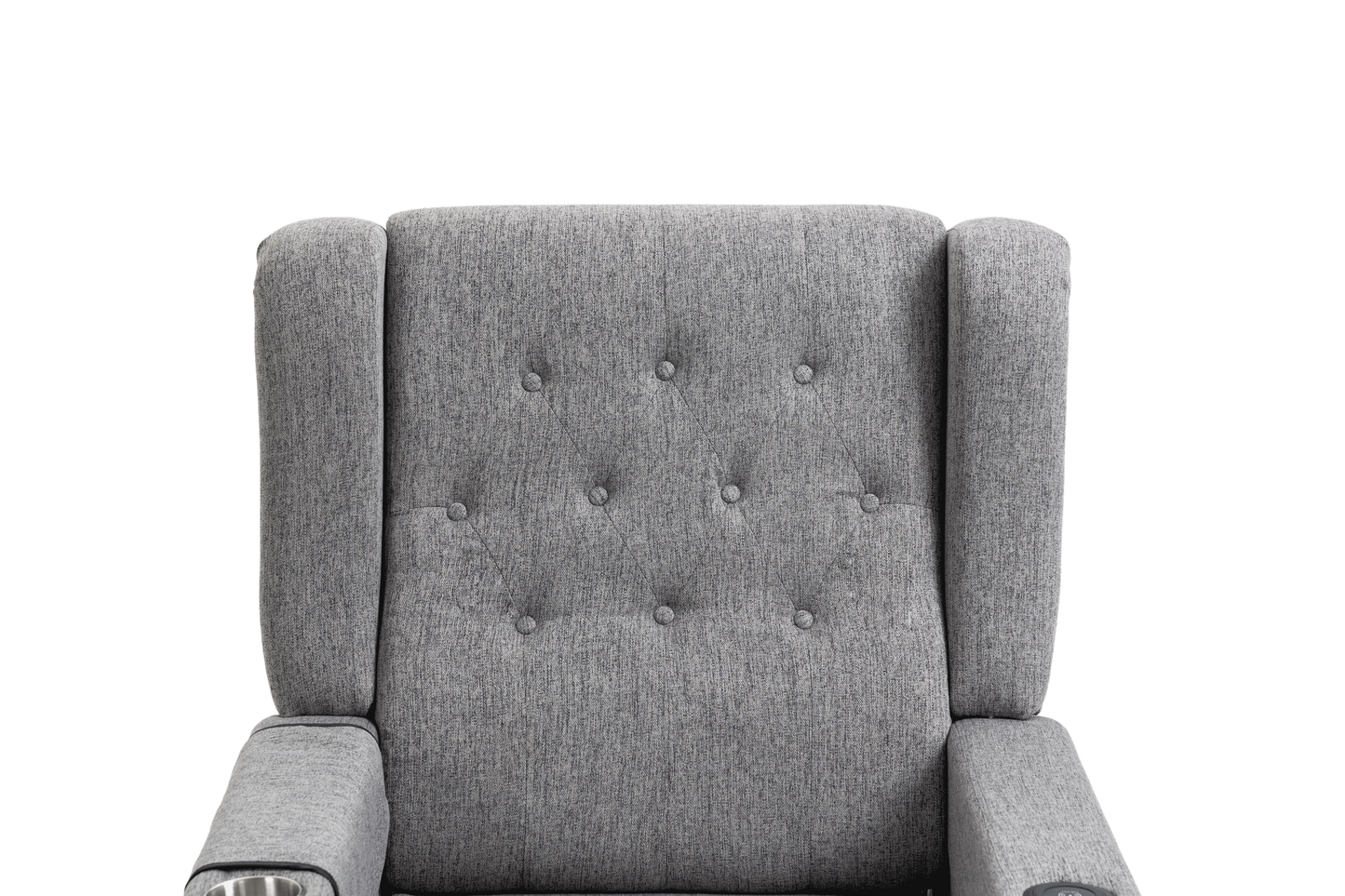 Arm Pushing Recliner Chair, Modern Button Tufted Wingback Push Back Recliner Chair, Living Room Chair Fabric Pushback Manual Single Reclining Sofa Home Theater Seating for Bedroom, DarkGray