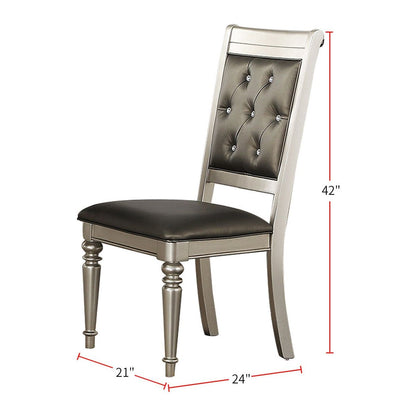 Dining Chairs With Tufted Back, Silver (Set Of 2)