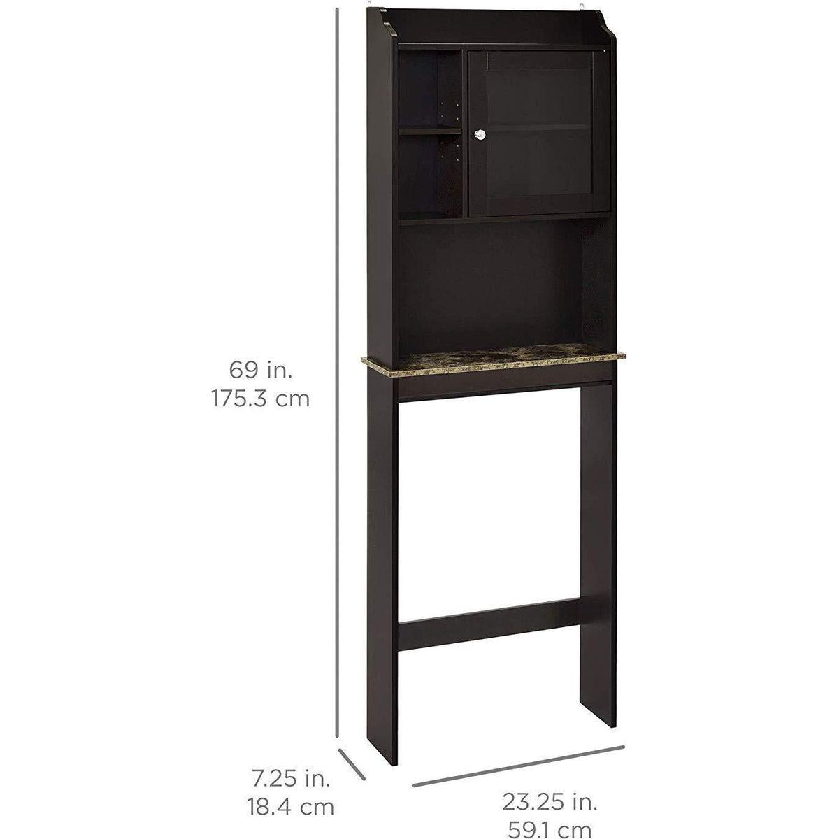 Modern Over The Toilet Space Saver Organization Wood Storage Cabinet for Home, Bathroom - Espresso