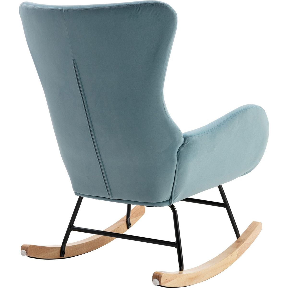 Velvet Fabric Padded Seat Rocking Chair With High Backrest And Armrests