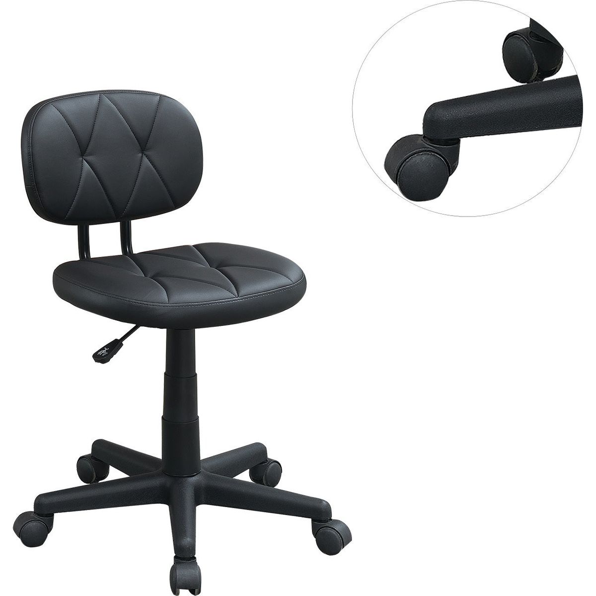 Low-Back Adjustable Office Chair with PU Leather, Black