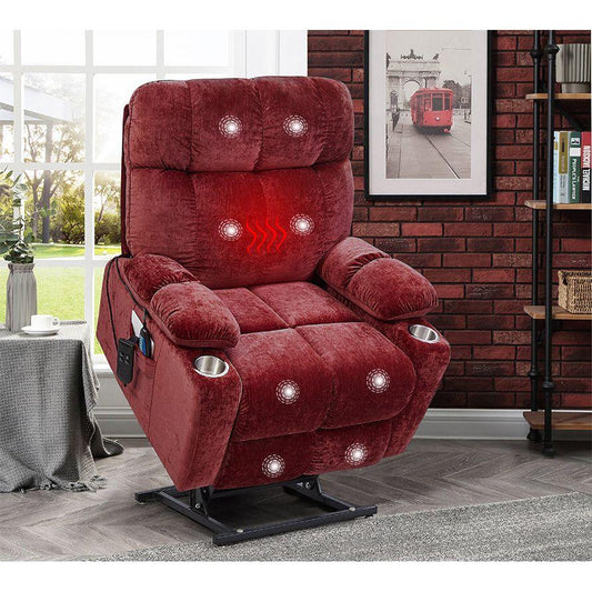 Dual OKIN Motor Power Lift Recliner Chair for Elderly Infinite Position Lay Flat 180 degree Recliner with Heat Massage