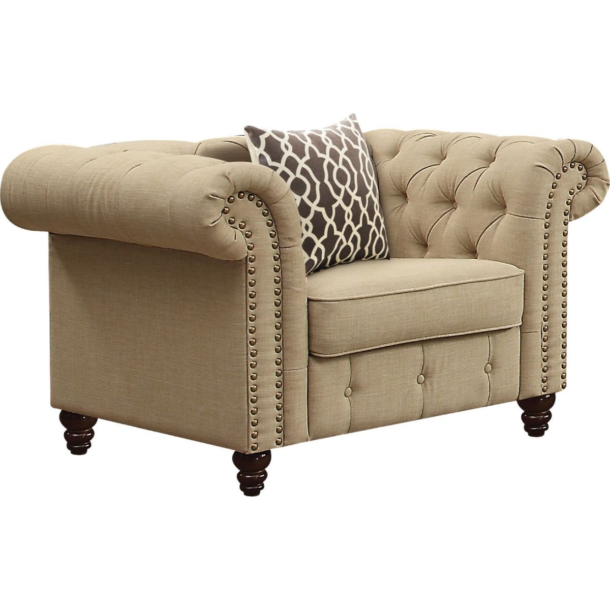 Aurelia Chair w/1 Pillow, Beige Linen