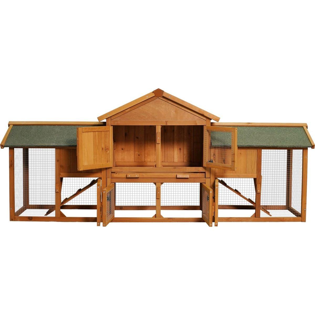 79.5" Extra Large Bunny Cage with 2 Runs House Small Animal Habitats for Guinea Pigs Hamster Removable Tray Two Tier Waterproof Roof Pet Supplies Cottage Poultry Pen Enclosure