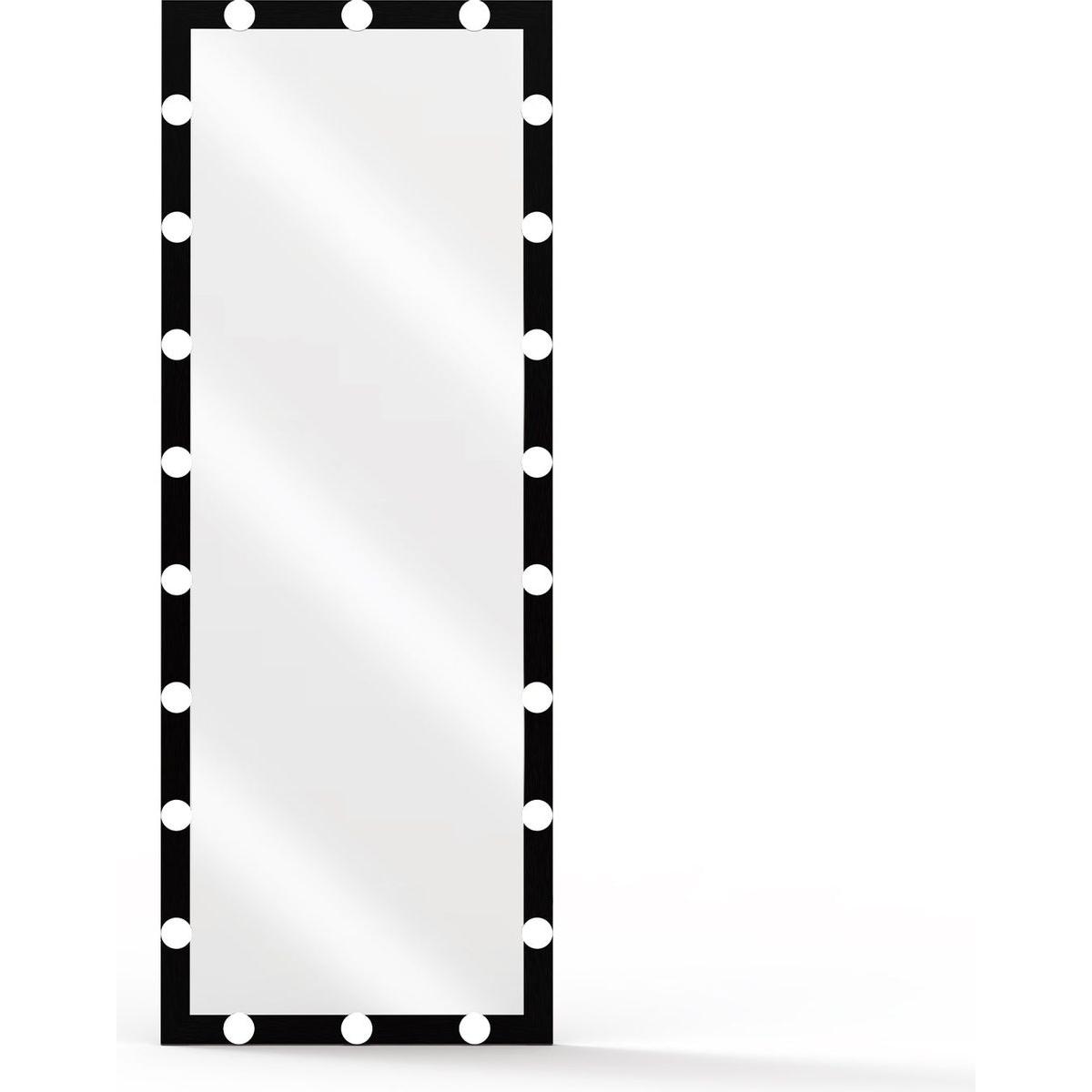 Hollywood Full Length Mirror with Lights Full Body Vanity Mirror with 3 Color Modes Lighted Standing Floor Mirror for Dressing Room Bedroom Wall Mounted Touch Control Black 63x24inch - Streamdale Furniture