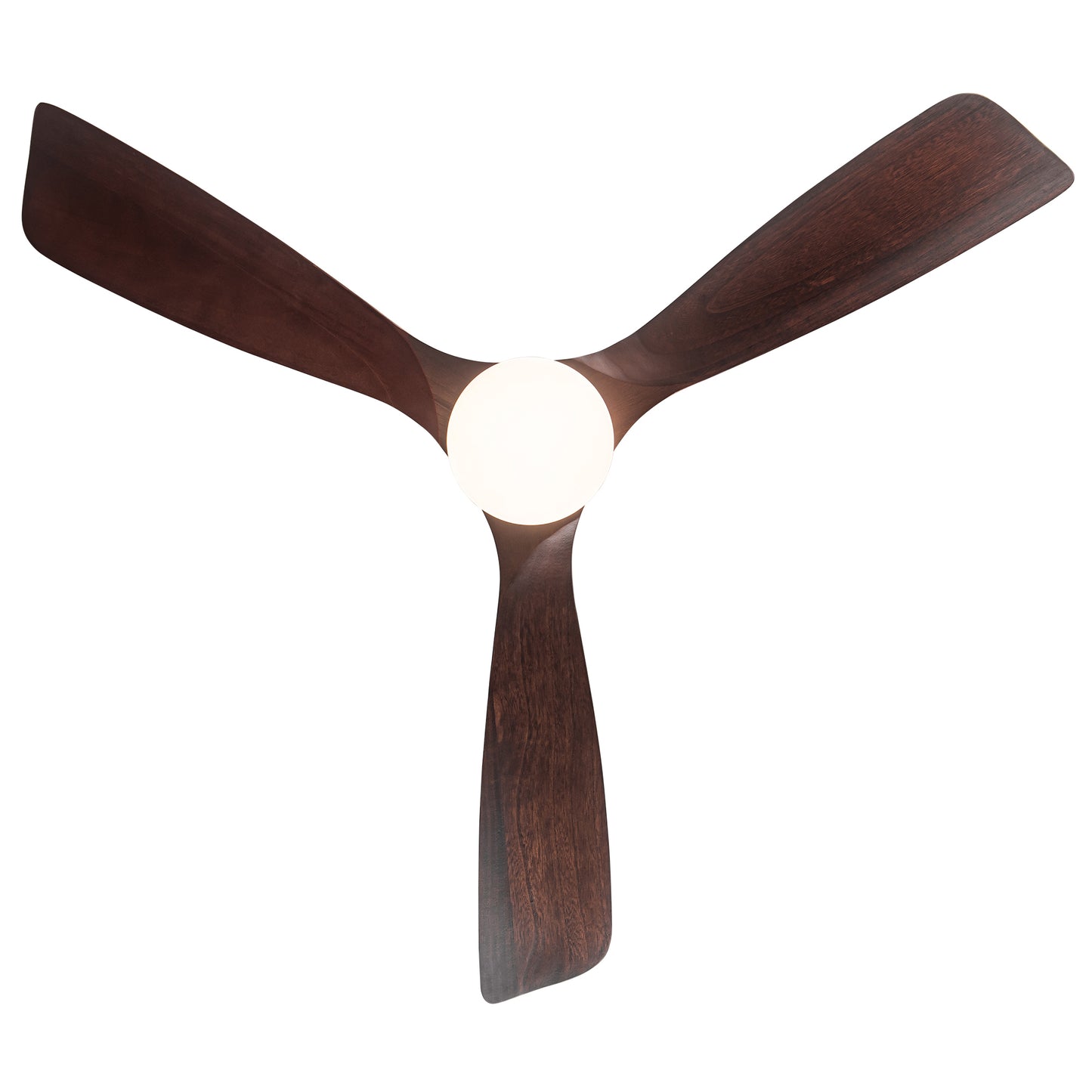 Semi Flush Ceiling Fan with Integrated LED Light in Solid Wood Blade