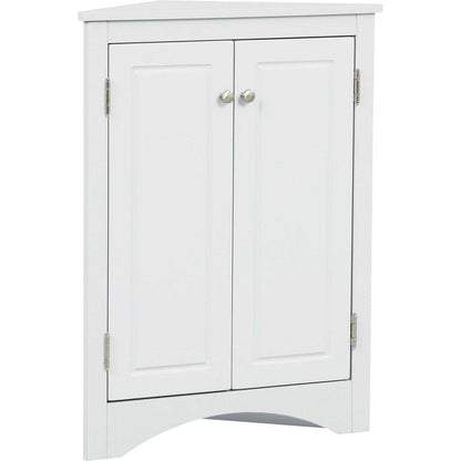 White Triangle Bathroom Storage Cabinet with Adjustable Shelves, Freestanding Floor Cabinet for Home Kitchen