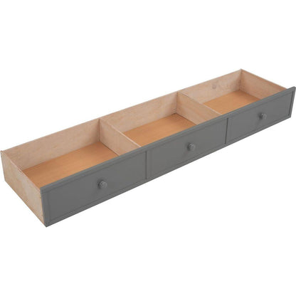 Stairway Twin-Over-Twin Bunk Bed with Three Drawers for Bedroom, Dorm - Gray - Streamdale Furniture