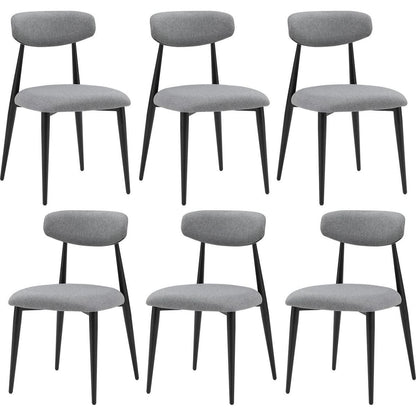 (Set of 6) Dining Chairs, Upholstered Chairs with Metal Legs for Kitchen Dining Room, Grey