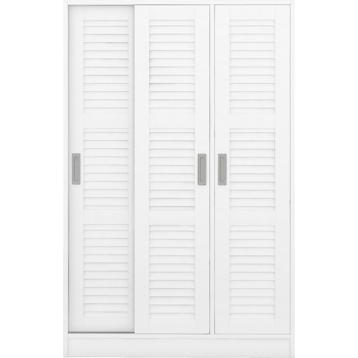 3-Door Shutter Wardrobe with shelves, White