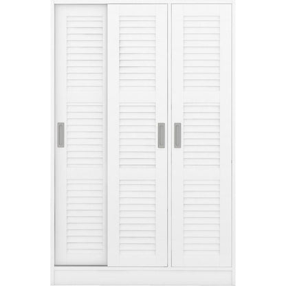 3-Door Shutter Wardrobe with shelves, White