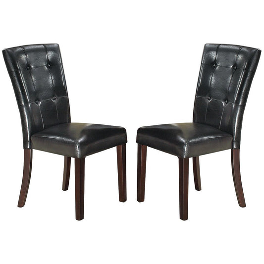 Leather Upholstered Dining Chair, Black (Set of 2)