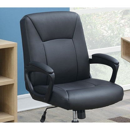 Relax Cushioned Office Chair 1pc Black Upholstered Seat back Adjustable Chair Comfort