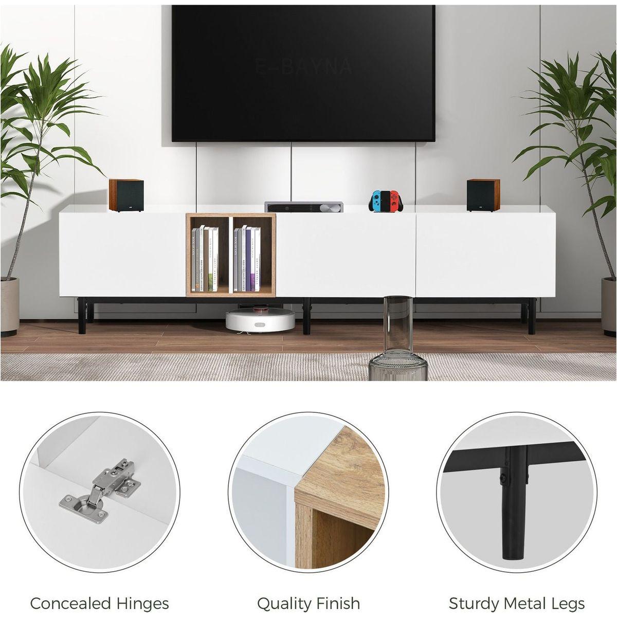 Modern TV Stand for 80" TV with 3 Doors, Media Console Table, Entertainment Center with Large Storage Cabinet for Living Room, Bedroom