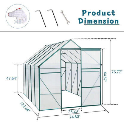 6X10FT Polycarbonate Greenhouse Raised Base and Anchor Aluminum Heavy Duty Walk-in Greenhouses for Outdoor Backyard in All Season