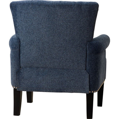 Accent Rivet Tufted Polyester Armchair, Navy Blue