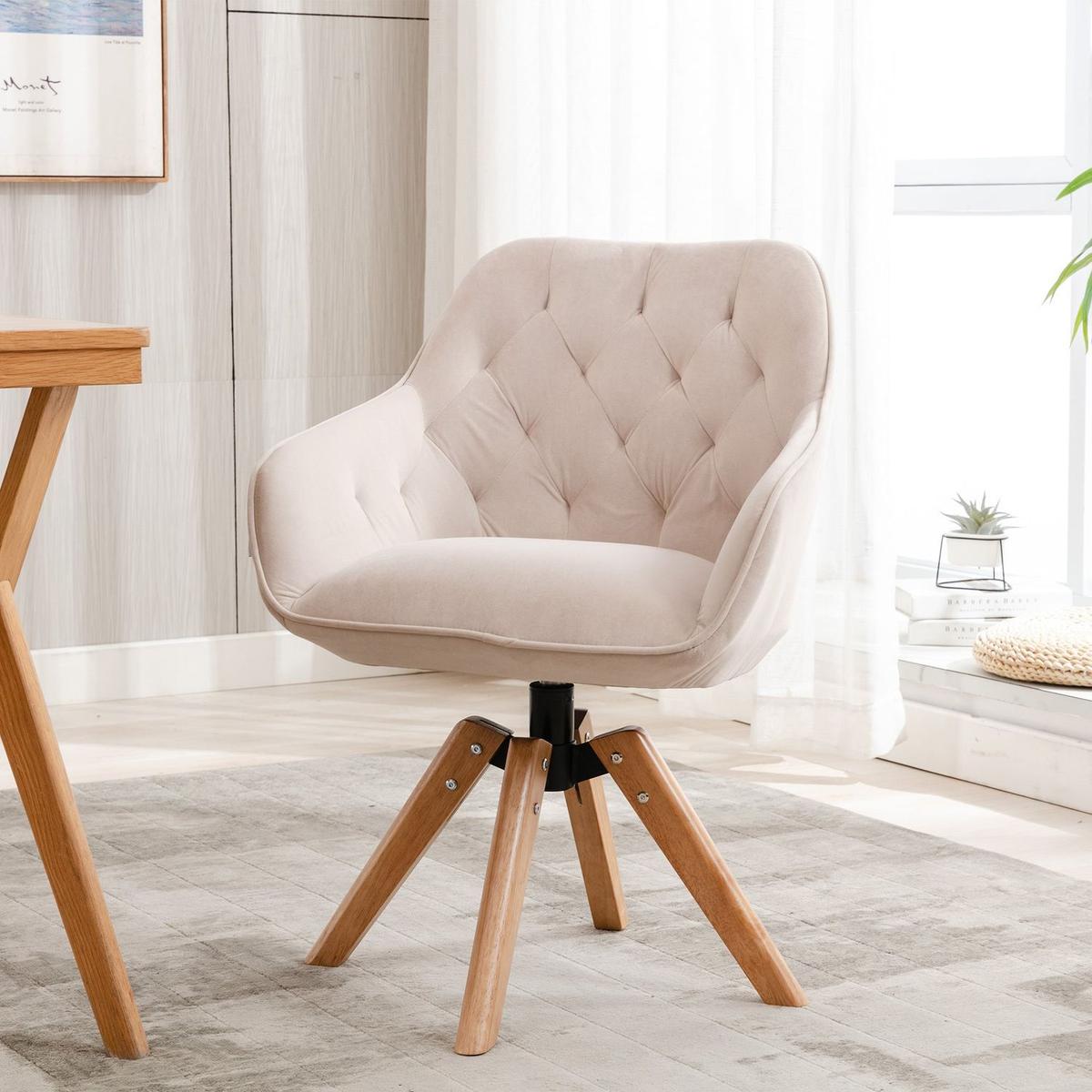 Solid Wood Tufted Upholstered Armless home office chair