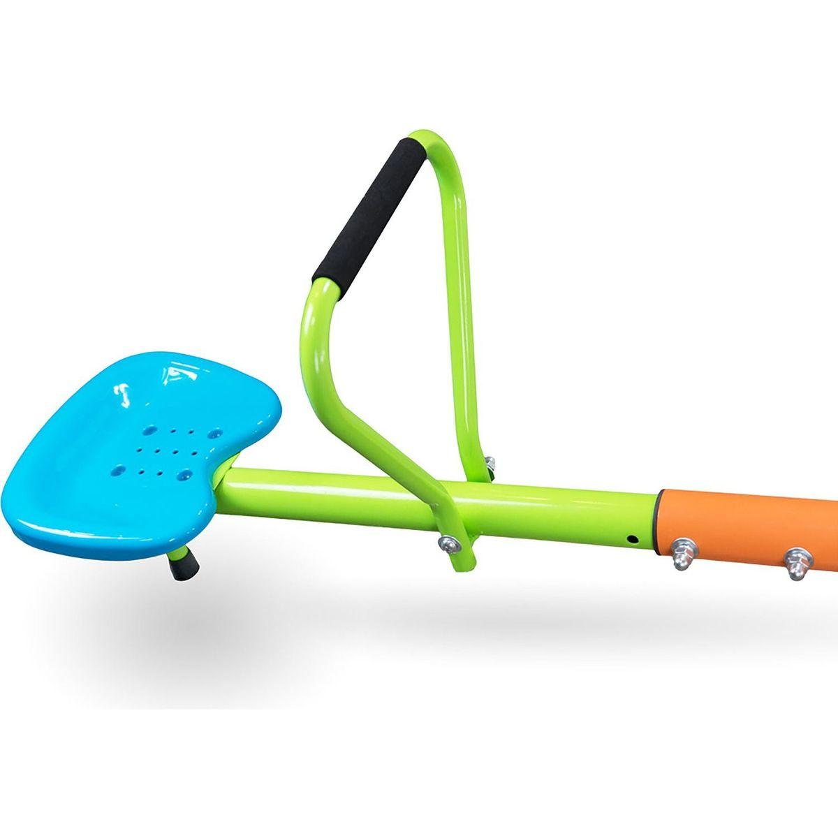 XSS004 outdoor playground four seats seesaw for kids 360 degree rotating sturdy plastic seat seesaw for kids seesaw blue and green for kids age 3+