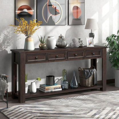 Console Table/Sofa Table with Storage Drawers and Bottom Shelf for Entryway Hallway (Espresso) - Streamdale Furniture