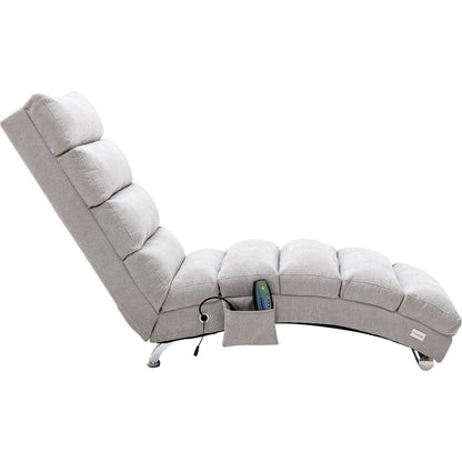 Linen Chaise Lounge Indoor Chair, Modern Long Lounger for Office or Living Room