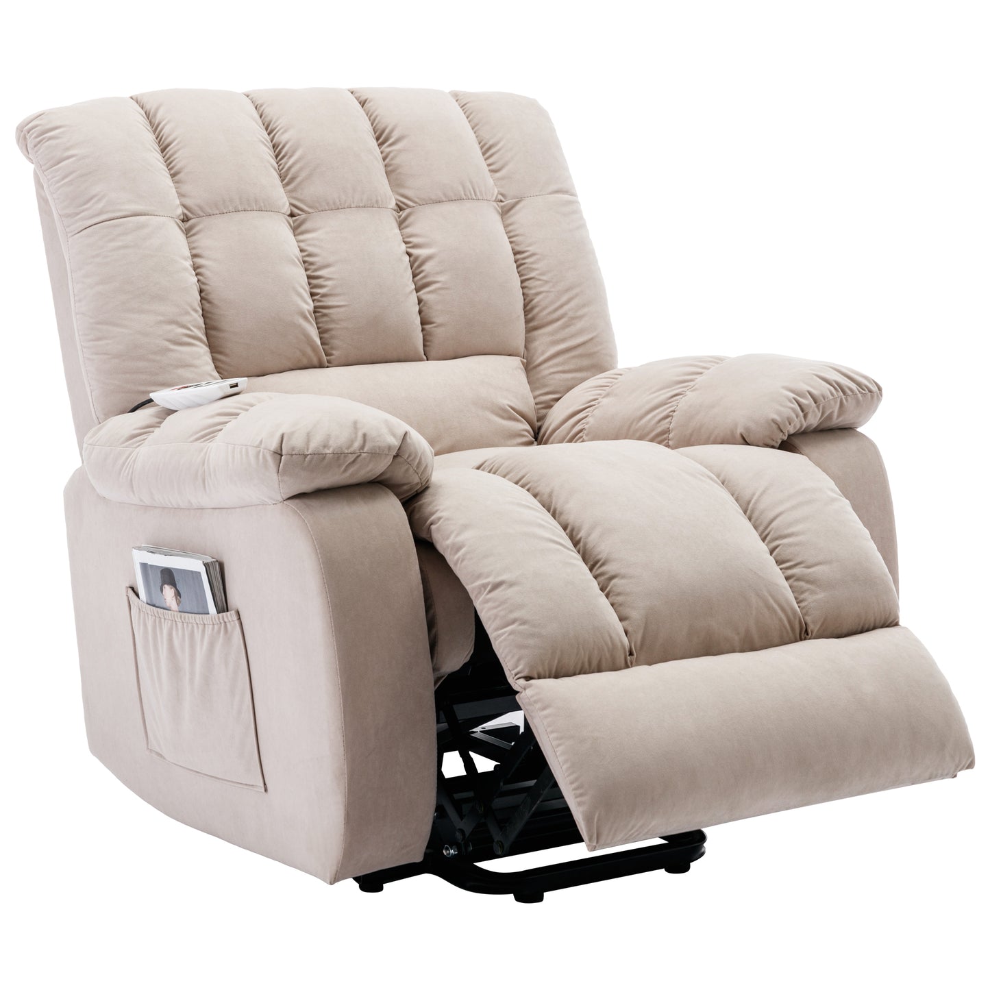 Massage Recliner Chair Electric Power Lift Recliner Chairs with Heat, Vibration, Side Pocket for Living Room Bedroom, Beige