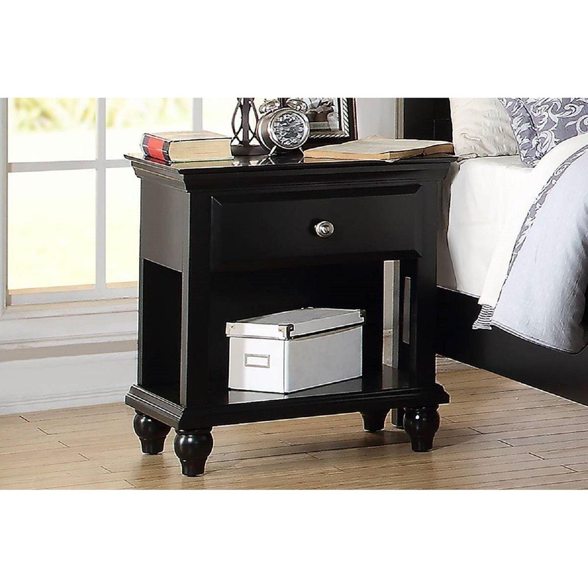 Lyndon Nightstand With One Drawer And Shelf In Black Finish