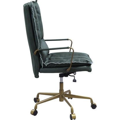 Tinzud Office Chair in Dark Green Top Grain Leather