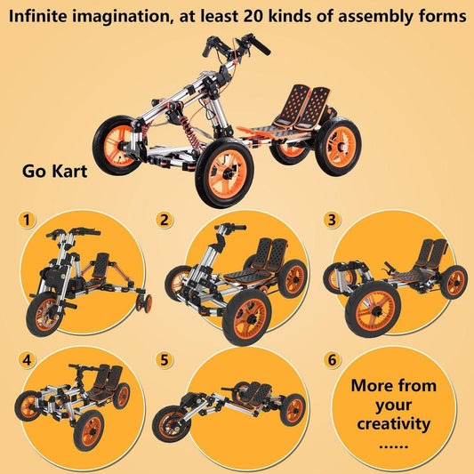 Modular design High-strength material electric innovation kart, more than 20 kinds of assembly methods, suitable for outdoor sports, parent-child interaction - Streamdale Furniture