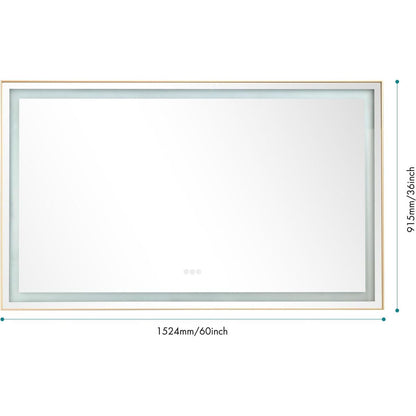 60x36 LED Lighted Bathroom Wall Mounted Mirror with High Lumen+Anti-Fog Separately Control