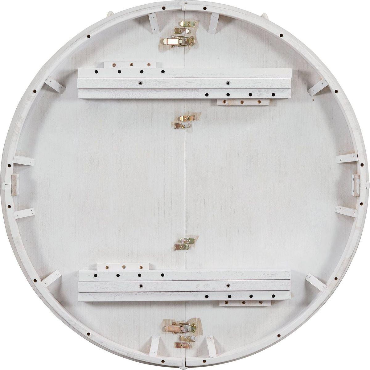 5-Piece Retro Functional Dining Table Set Wood Round Extendable Dining Table and 4 Upholstered Dining Chairs (Antique White) - Streamdale Furniture