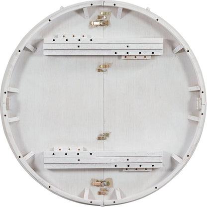 5-Piece Retro Functional Dining Table Set Wood Round Extendable Dining Table and 4 Upholstered Dining Chairs (Antique White) - Streamdale Furniture