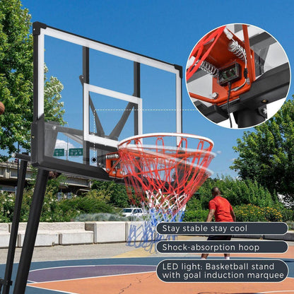 Portable Basketball Hoop Basketball System 8-10ft Height Adjustable for Youth Adults LED Basketball Hoop Lights, Colorful lights, Waterproof uper Bright to Play at Night Outdoors,Good Gift for Kids