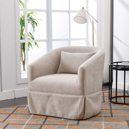 degree Swivel Accent Armchair Linen Blend Beige