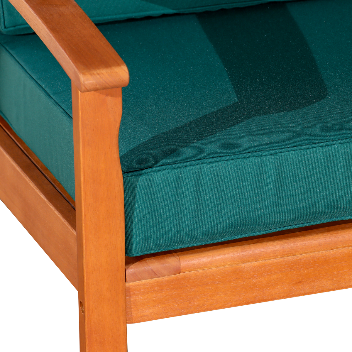 Deep Seat Eucalyptus Chair, Natural Oil Finish, Dark Green Cushions