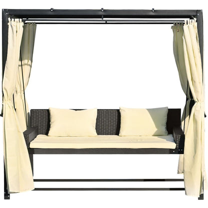 2-3 People Outdoor Swing Bed, Adjustable Curtains, Suitable For Balconies, Gardens And Other Places