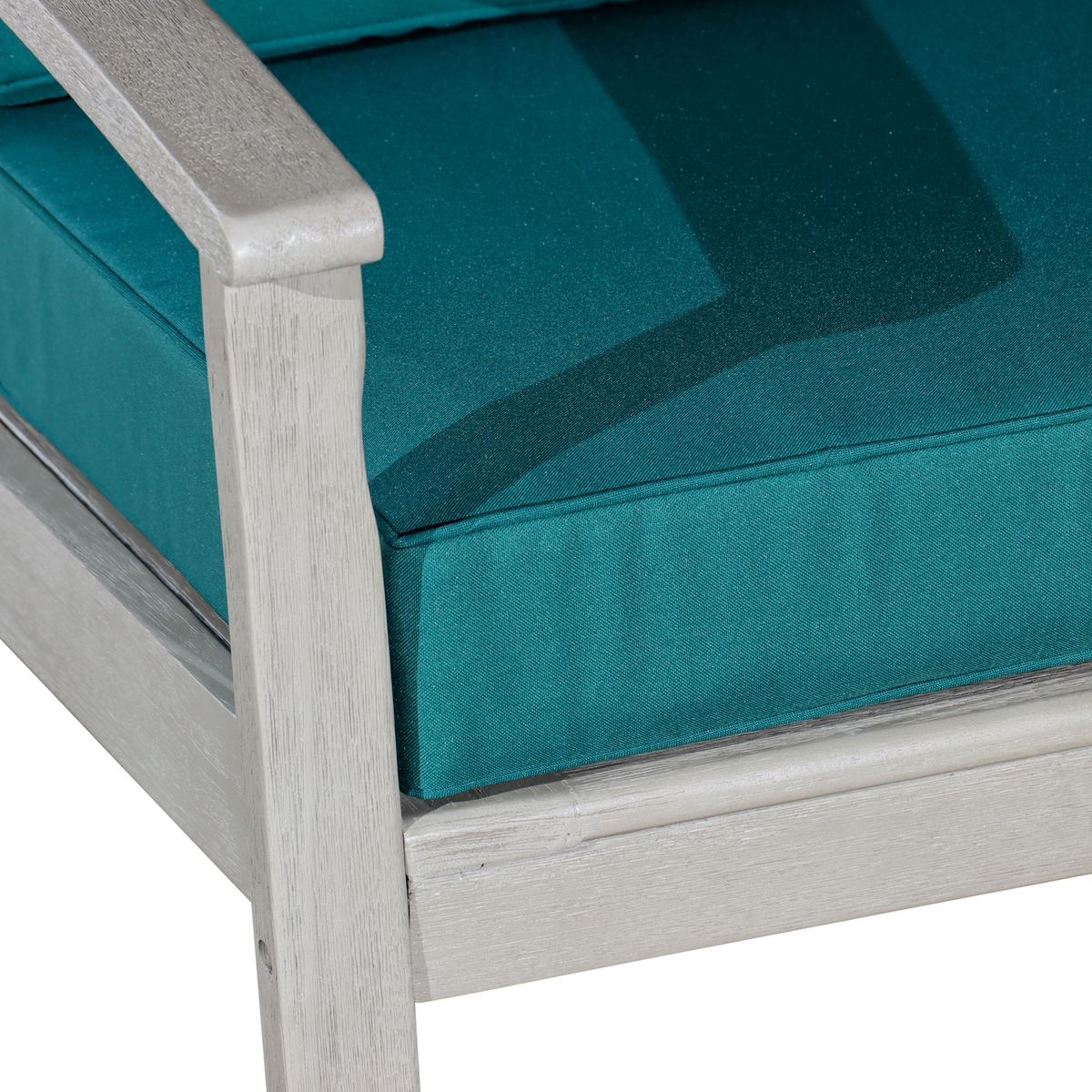 Deep Seat Eucalyptus Chair, Driftwood Gray Finish, Dark Green Cushions