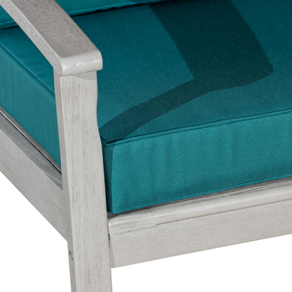 Deep Seat Eucalyptus Chair, Driftwood Gray Finish, Dark Green Cushions